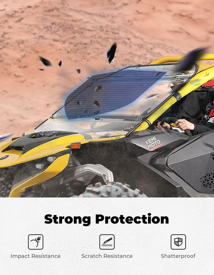 Flip Windshield Scratch Resistant for Can-Am Maverick R 2024+ - Kemimoto
