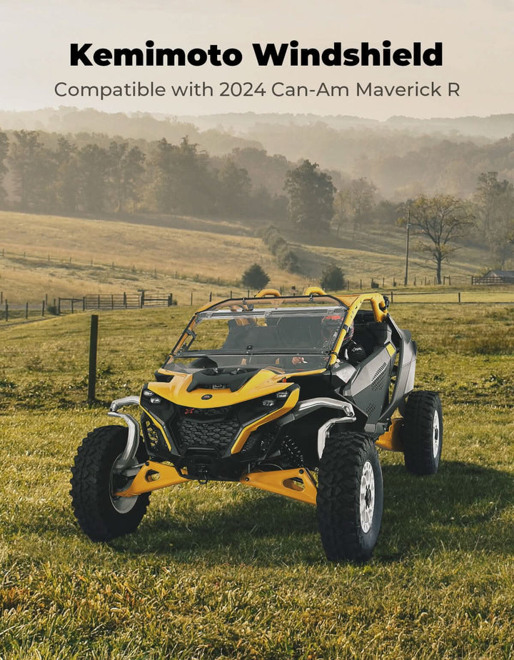 Flip Windshield Scratch Resistant for Can-Am Maverick R 2024+ - Kemimoto
