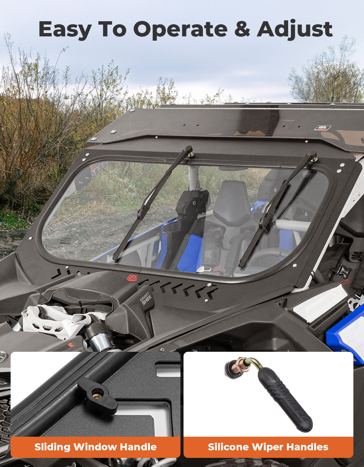 Glass Windshield with Sliding Vents for Can-Am Maverick X3 / X3 MAX - Kemimoto