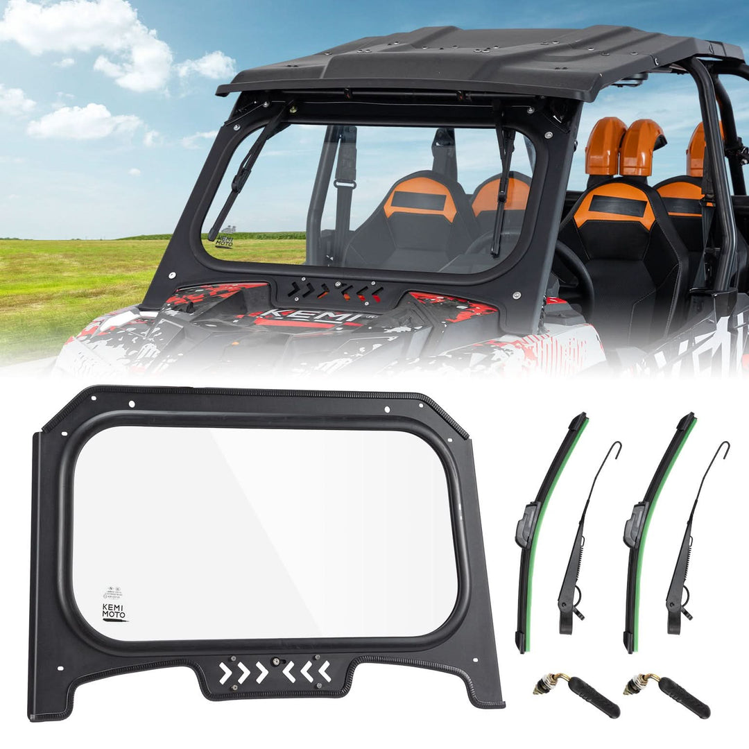 Glass Windshield with 2 Manual Wipers for 2019-2023 Polaris RZR XP 1000 /Turbo - Kemimoto