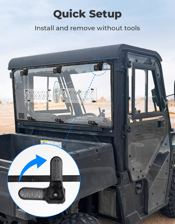 Rear Window for Polaris Ranger Midsize 500/570/SP 570/Crew/ETX/EV 2015-2025 - Kemimoto