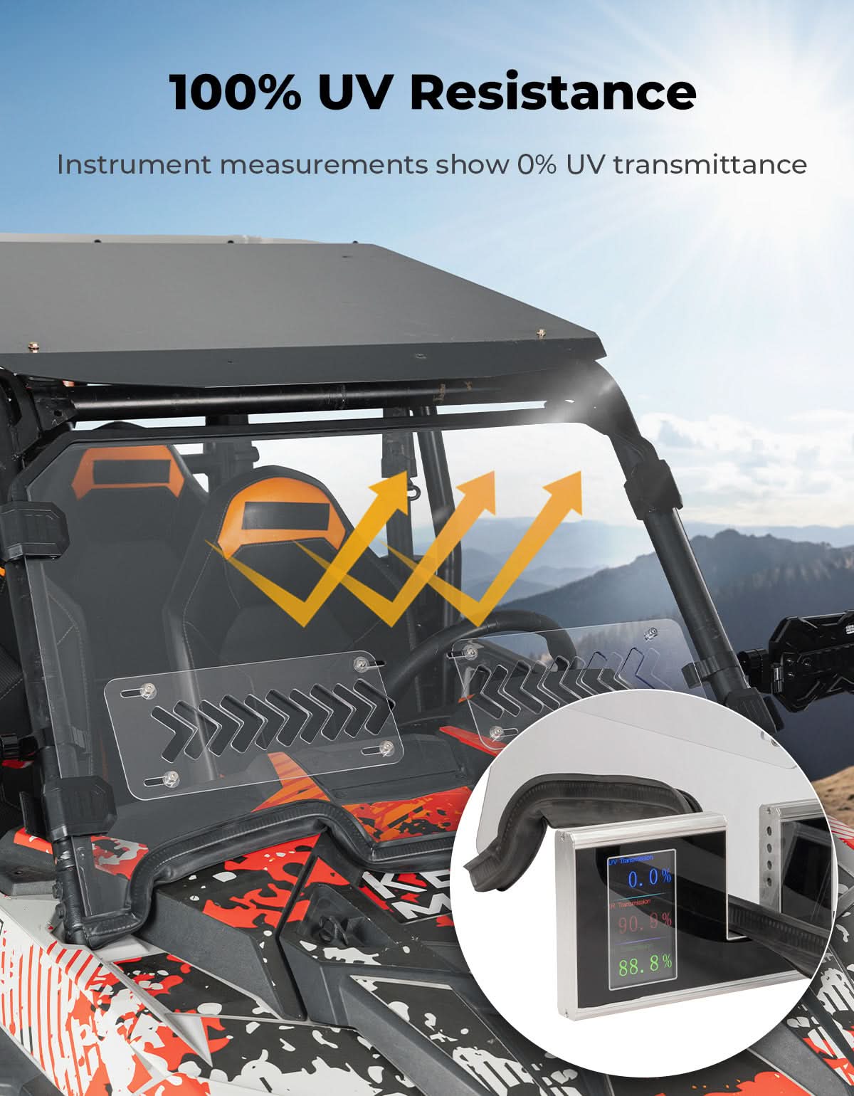 Front Windshield 2-IN-1 Vented for Polaris RZR XP 1000 / RZR XP Turbo 2019-2023 - Kemimoto