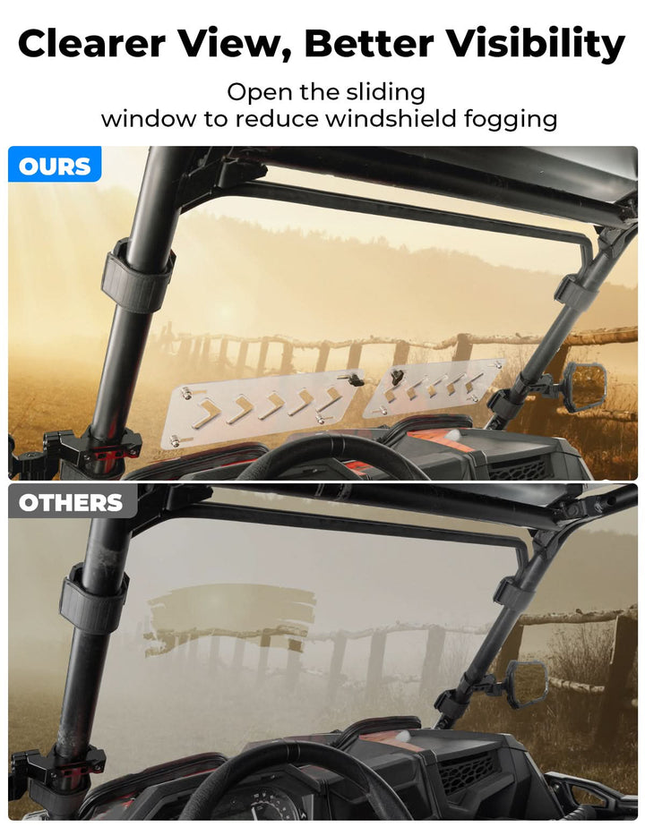 Front Windshield 2-IN-1 Vented for Polaris RZR XP 1000 / RZR XP Turbo 2019-2023 - Kemimoto