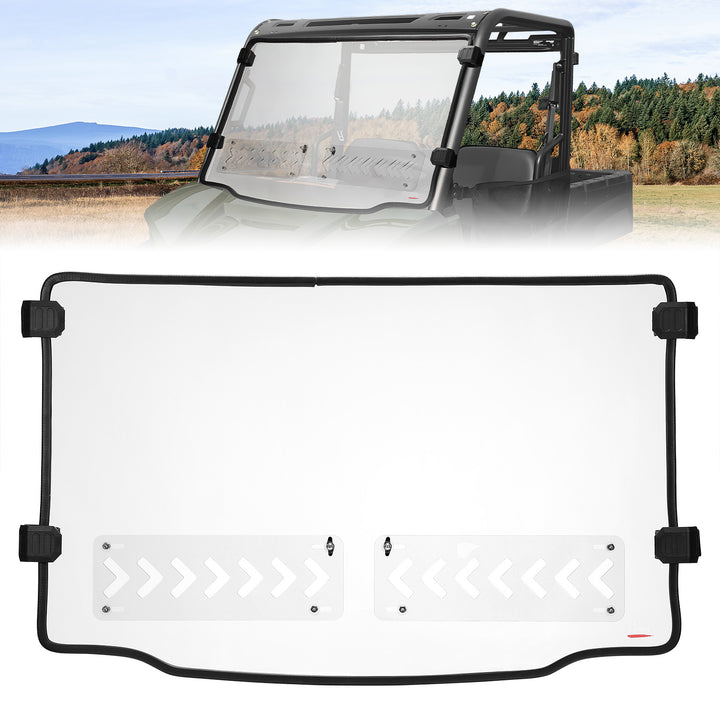 2-in-1 Vented Front Windshield for Polaris Ranger Midsize 570 500 2015-2022 - Kemimoto