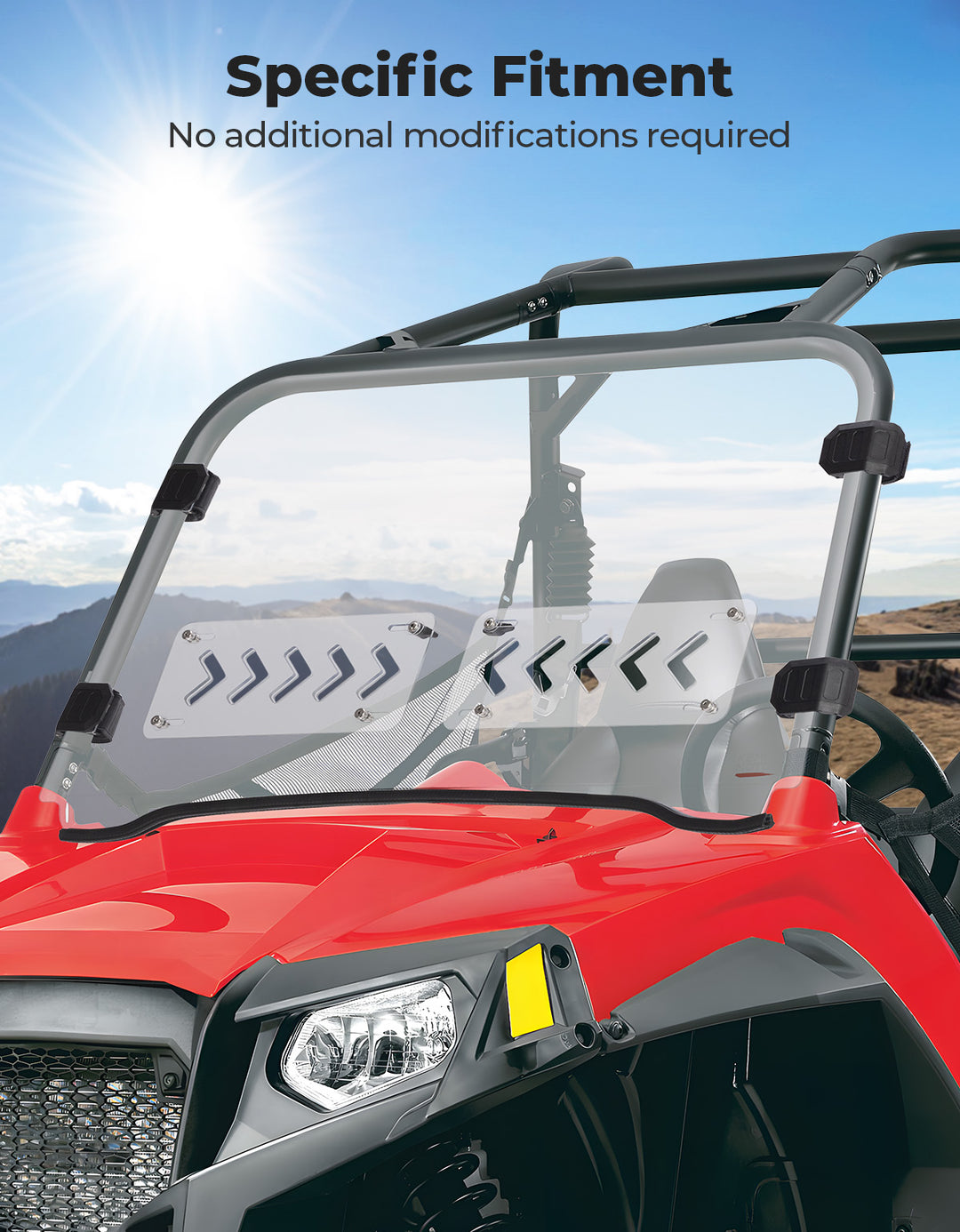 Front 2-IN-1 Vented Windshield for Polaris RZR 800/S800/4 800/XP 900/RZR 570 - Kemimoto