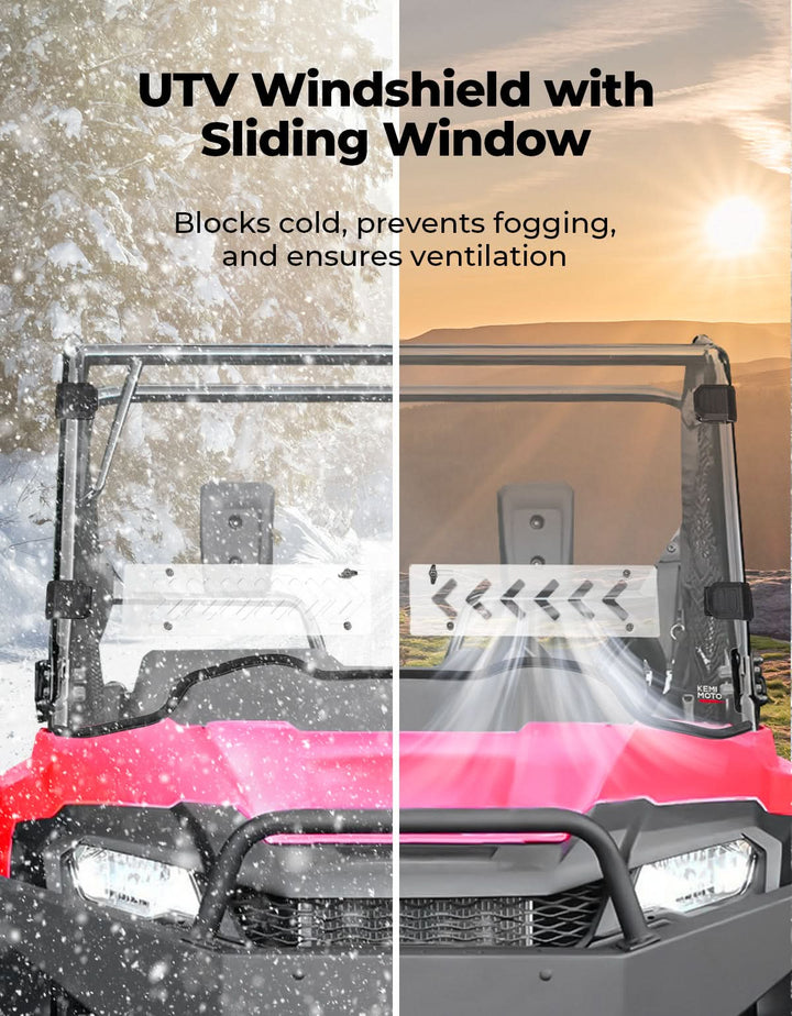 UTV Front Windshield with Sliding Window for Pioneer 700/700-4 2014-2025 - Kemimoto