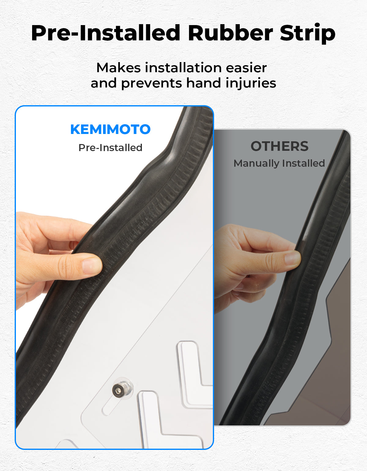 Front Windshield Vented Pre-Installed Rubber Strip for Polaris RZR XP 1000 / RZR 900 - Kemimoto