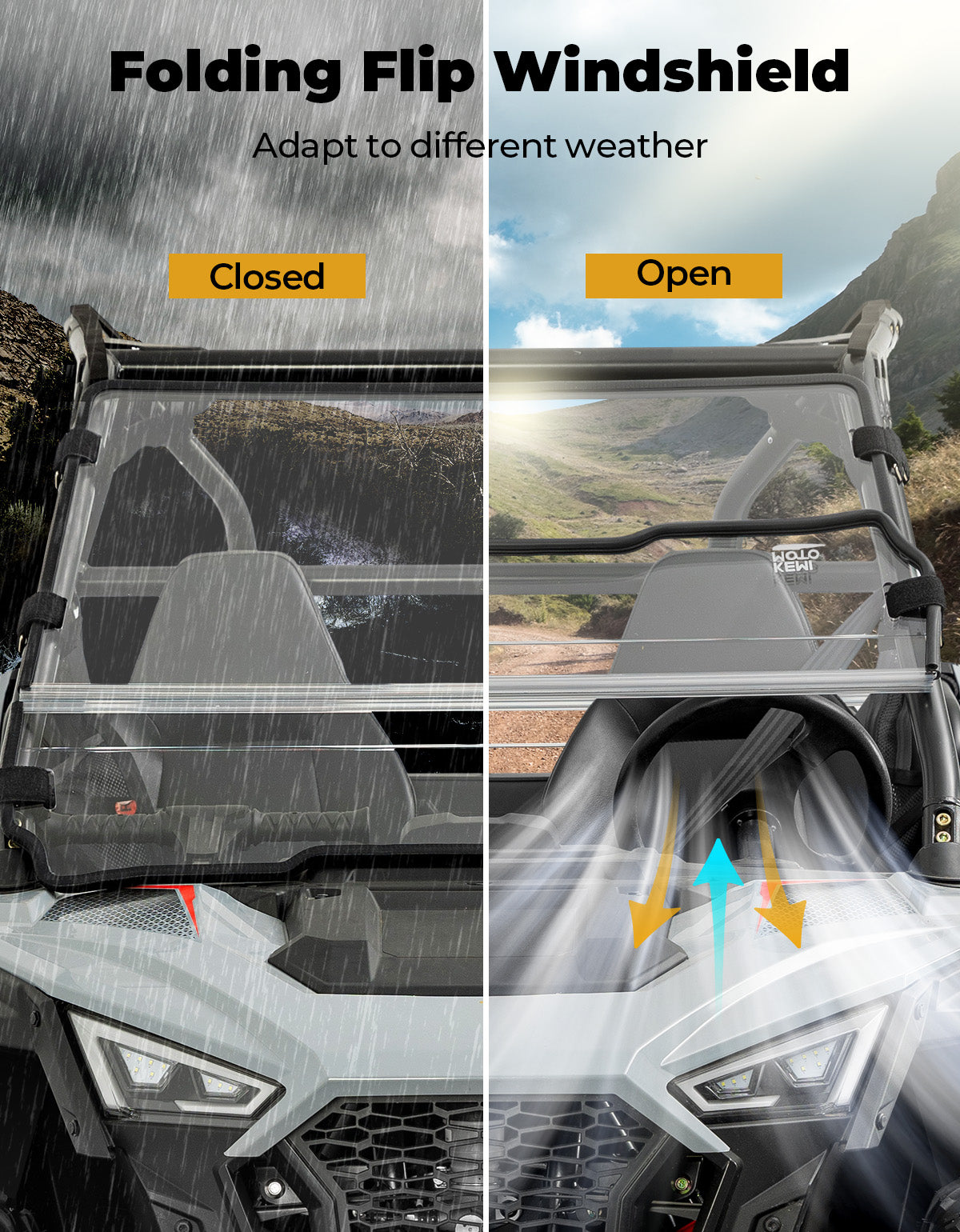 Fild up Windshield for Polaris RZR 200 2022-2024 - Kemimoto