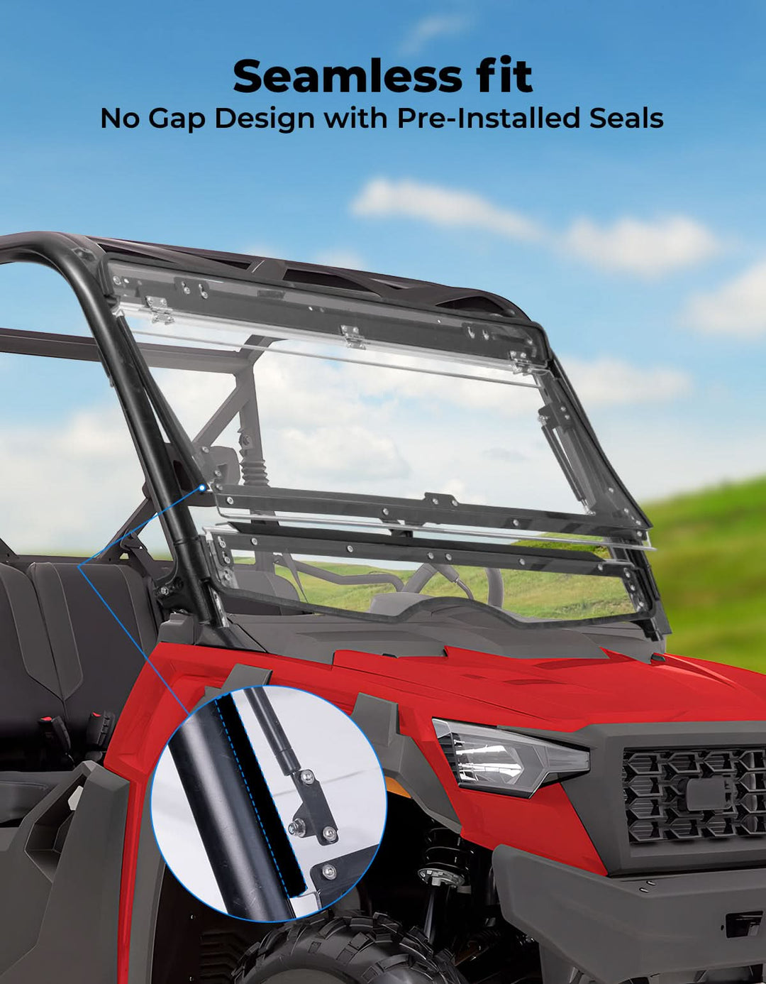 3-in-1 Flip Front Windshield for 2020+ Tracker 800SX - Kemimoto