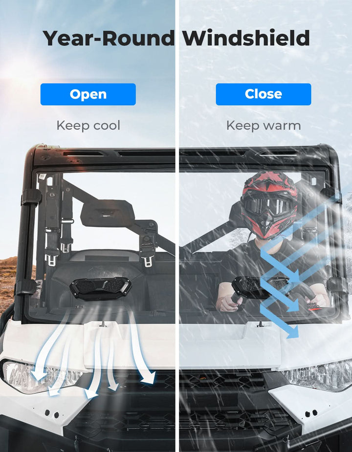 3-in-1 Vented Windshield for Polaris Ranger 1000 & XP 900/1000 (2014-2026)