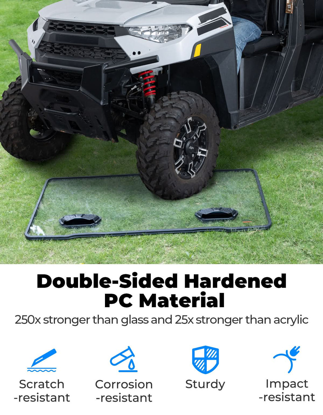 KEMIMOTO Clear PVC Soft Front Windshield – Fits Polaris Ranger 1000 / XP 1000 / Crew XP 1000 (2017-2025)