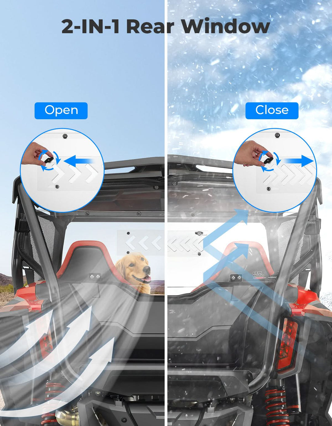 2-IN-1 Sliding Rear Window for Honda Talon 1000X/R