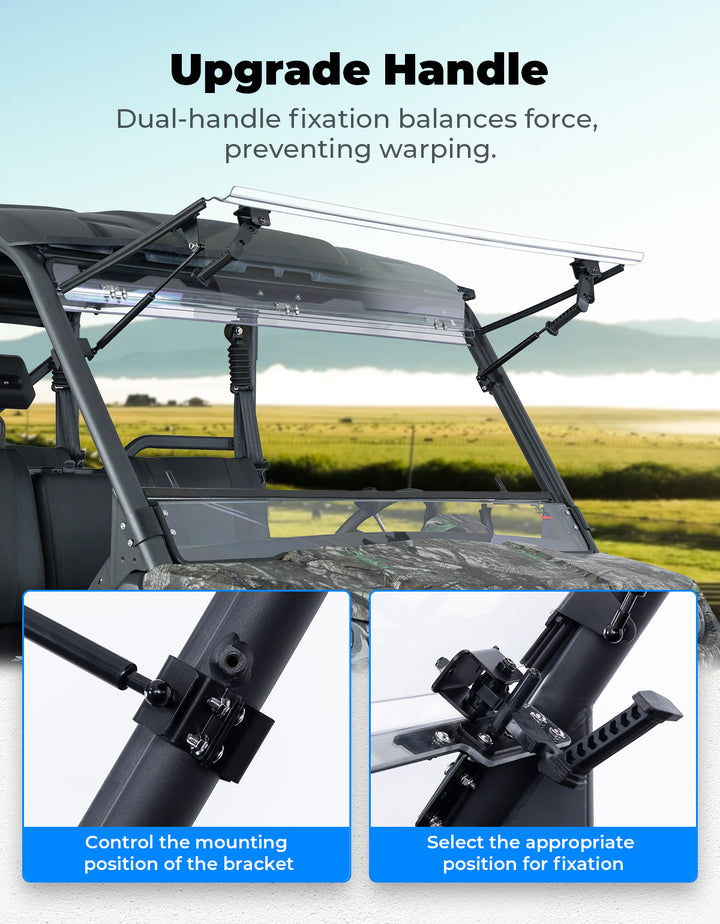 Upgraded Flip Front Windshield For CFMOTO Uforce 1000|1000 XL - Kemimoto