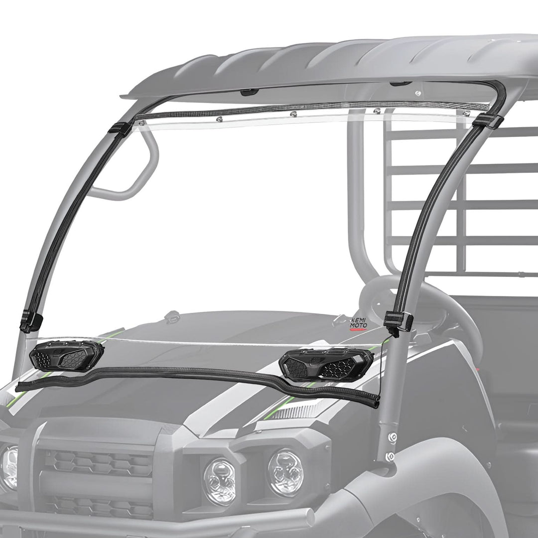 Vented Front Full Windshield with Adjustable Vents and Rubber Strips For Kawasaki - Kemimoto