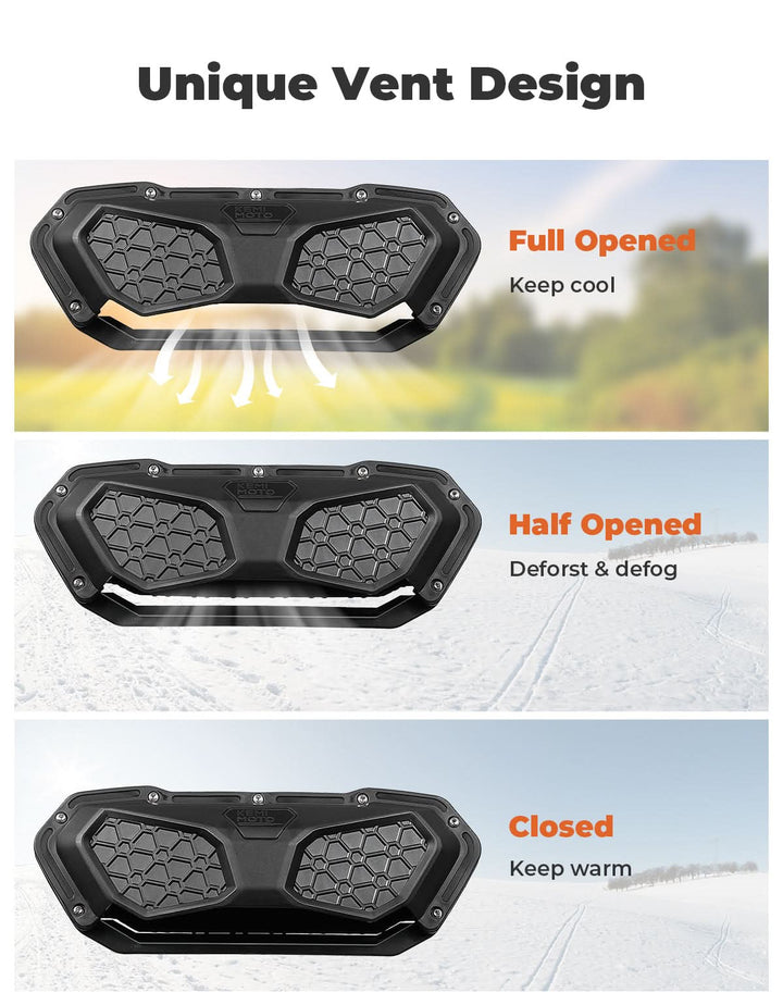 Vented Front Full Windshield with Adjustable Vents and Rubber Strips For Kawasaki - Kemimoto