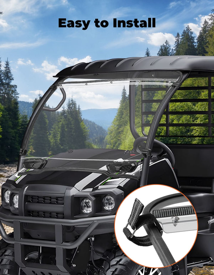Vented Front Full Windshield with Adjustable Vents and Rubber Strips For Kawasaki - Kemimoto