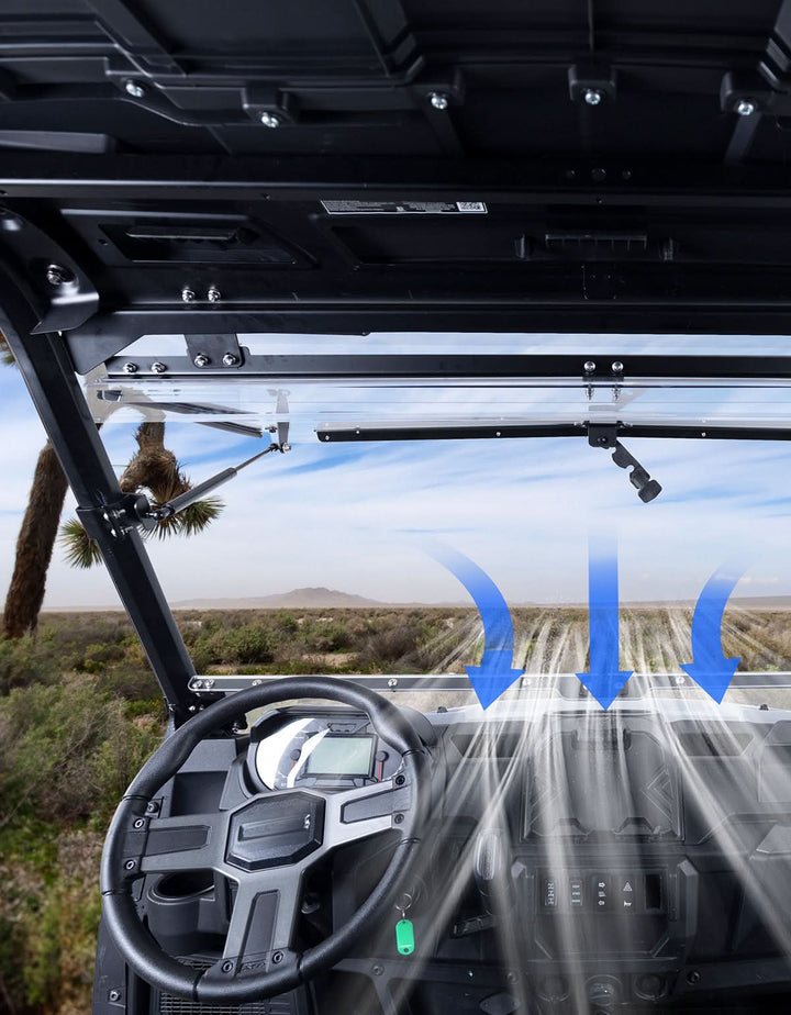 3-IN-1 Flip Windshield for Polaris Ranger XP 900/1000/ Crew XP 1000 2014-2025 - Kemimoto