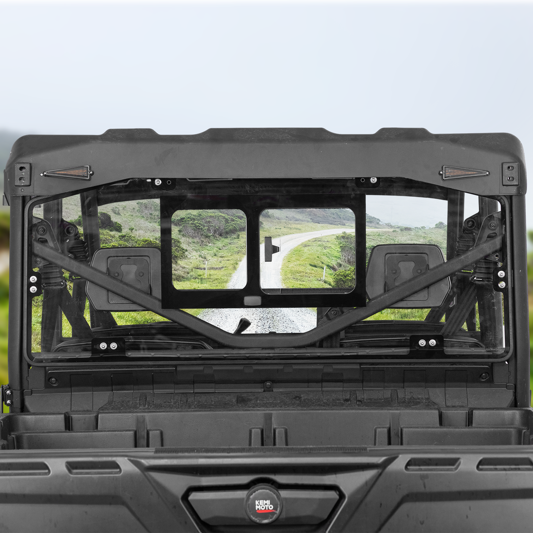Glass Rear Windshield with Sliding Window for Can-Am Defender & Defender Max HD5/HD8/HD10 (2016–2025) – 5MM DOT Laminated Safety Glass, Scratch-Resistant - Kemimoto