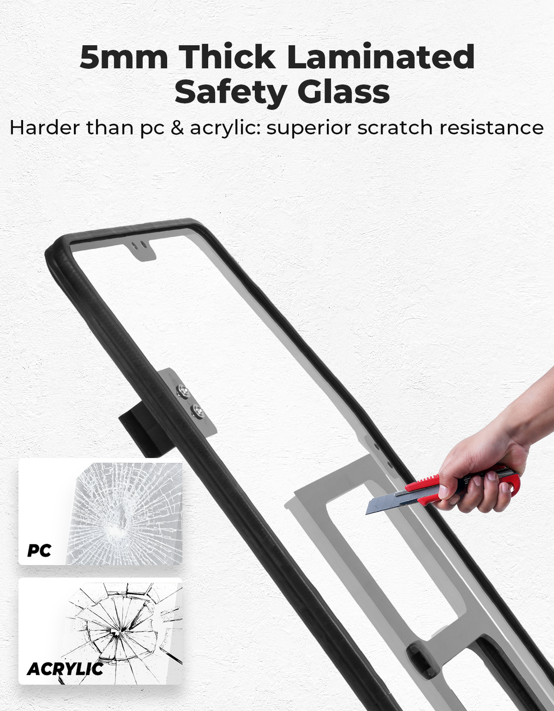 Glass Rear Windshield with Sliding Window for Can-Am Defender & Defender Max HD5/HD8/HD10 (2016–2025) – 5MM DOT Laminated Safety Glass, Scratch-Resistant - Kemimoto