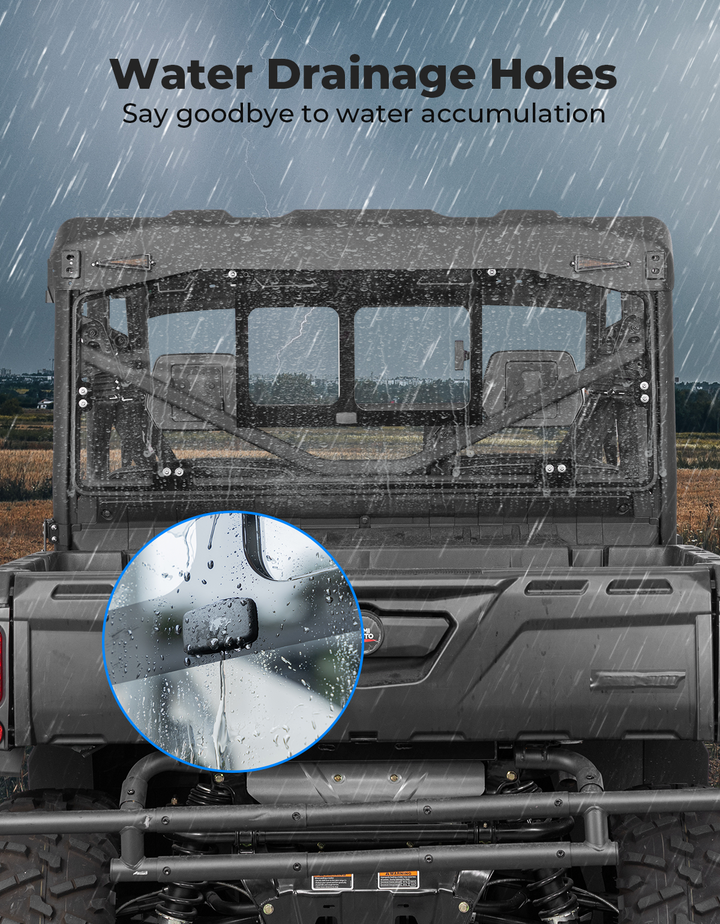Glass Rear Windshield with Sliding Window for Can-Am Defender & Defender Max HD5/HD8/HD10 (2016–2025) – 5MM DOT Laminated Safety Glass, Scratch-Resistant - Kemimoto