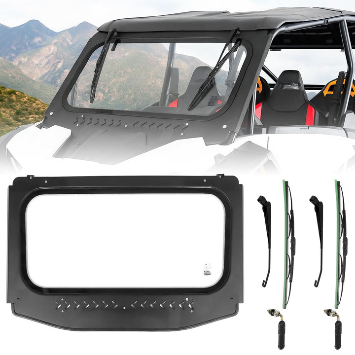 Full Front Glass Windshield with 2 Manual Wipers for Polaris RZR XP