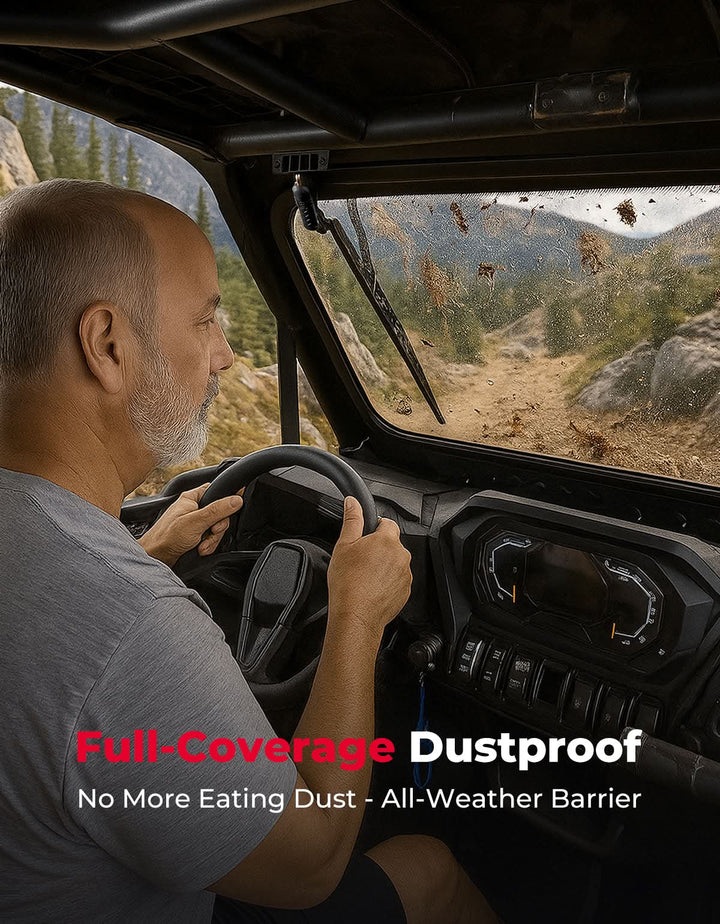 Full Front Glass Windshield with 2 Manual Wipers for Polaris RZR XP