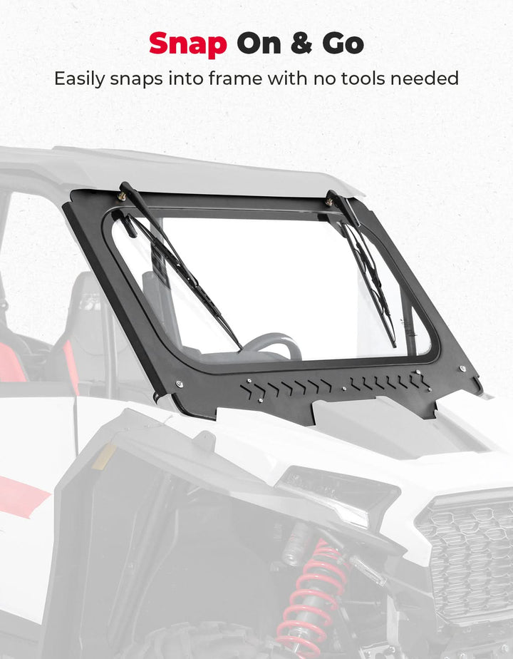 Full Front Glass Windshield with 2 Manual Wipers for Polaris RZR XP
