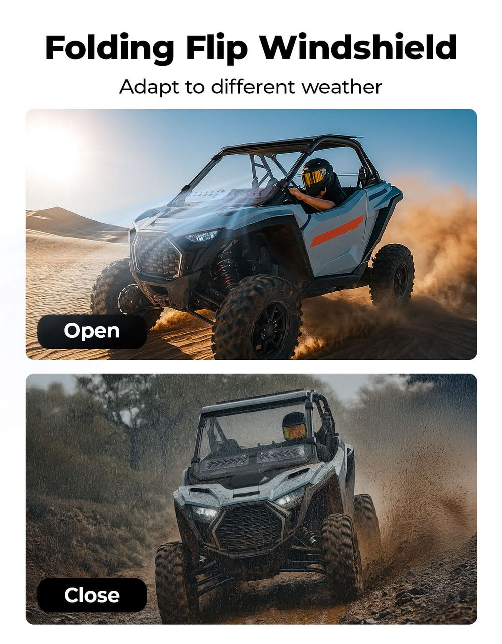 UTV Windshield with Sliding Vented Window 