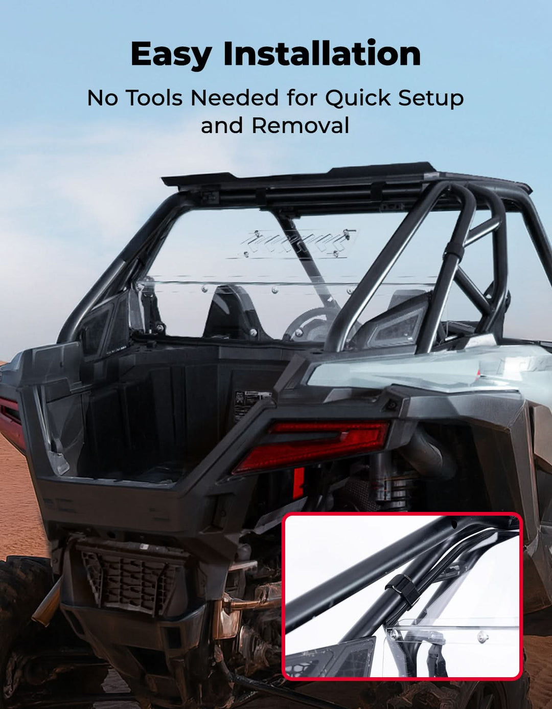 UTV Rear Vented Windshield for Polaris RZR PRO XP/ PRO XP4 2025 - Kemimoto