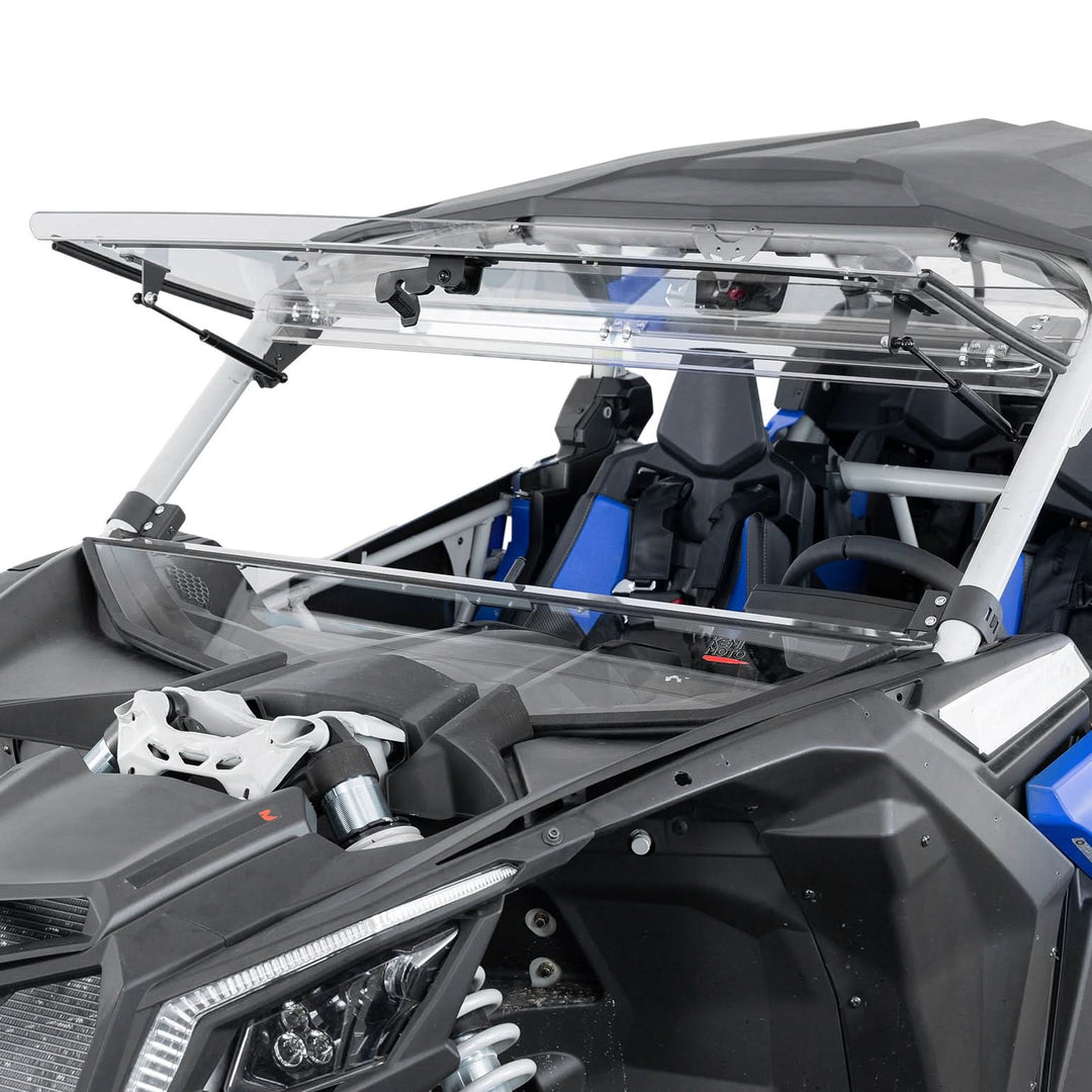 Clear 3-in-1 Front Flip Windshield for Can-Am X3 & X3 Max – Hard-Coated 1/4" Polycarbonate, Scratch Resistant - Kemimoto