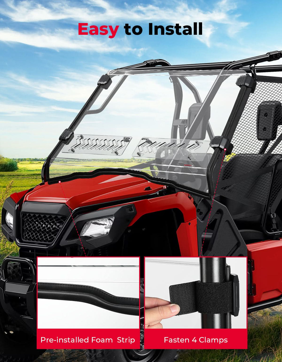 2-IN-1 Front Windshield for Honda Pioneer 500