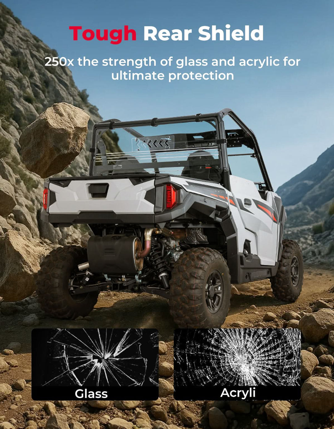 UTV Rear Vented Windshield for Polaris General 2016-2025