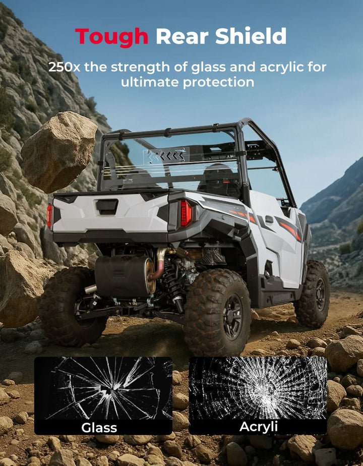 UTV Rear Vented Windshield for Polaris General 2016-2025