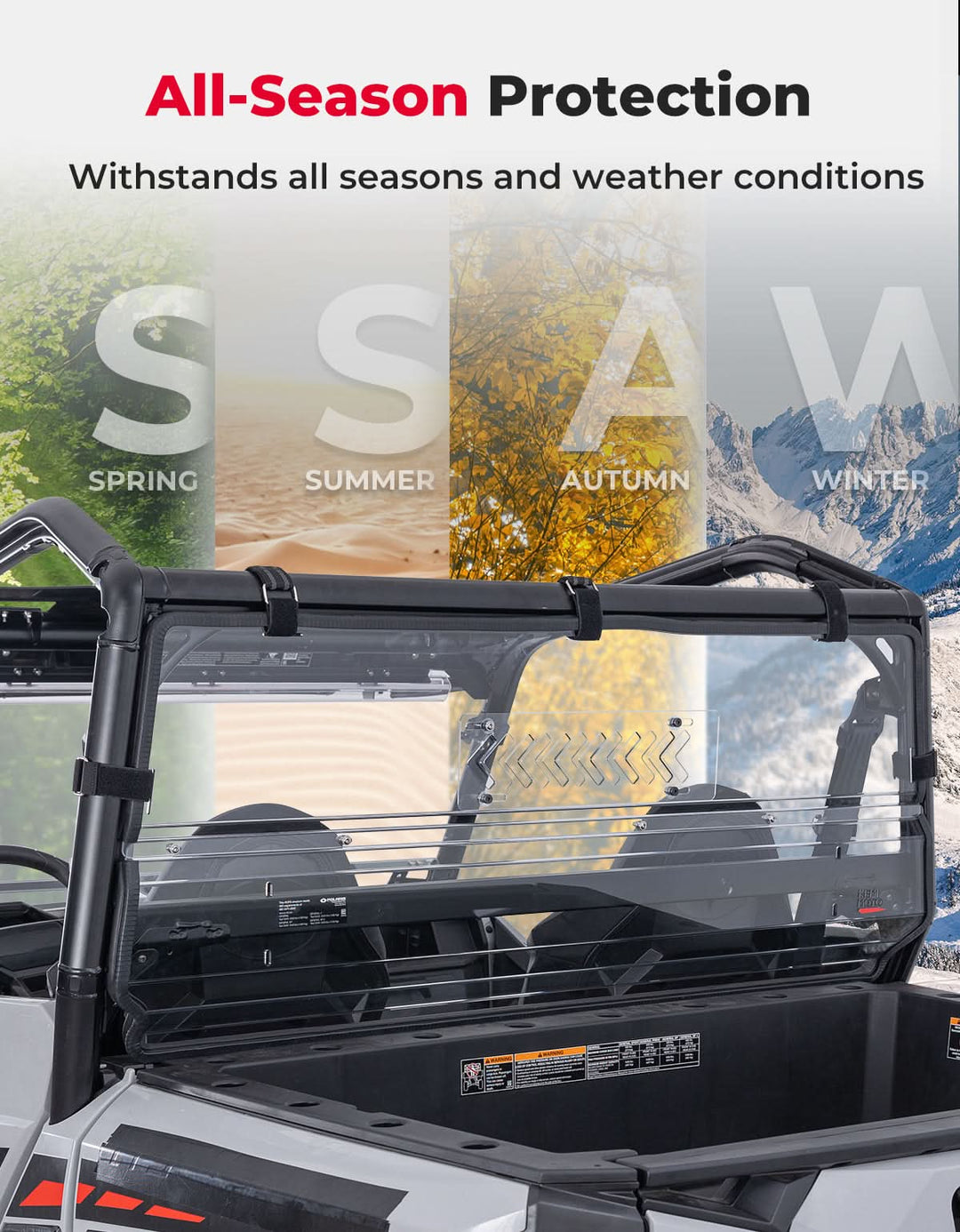 UTV Rear Vented Windshield for Polaris General 2016-2025