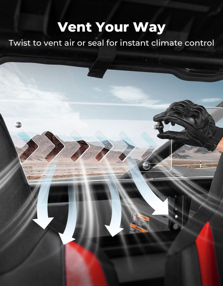 UTV Sliding Vented Clear Rear Windshield for 2024+ Polaris RZR XP 1000 / RZR XP4 1000 - Kemimoto