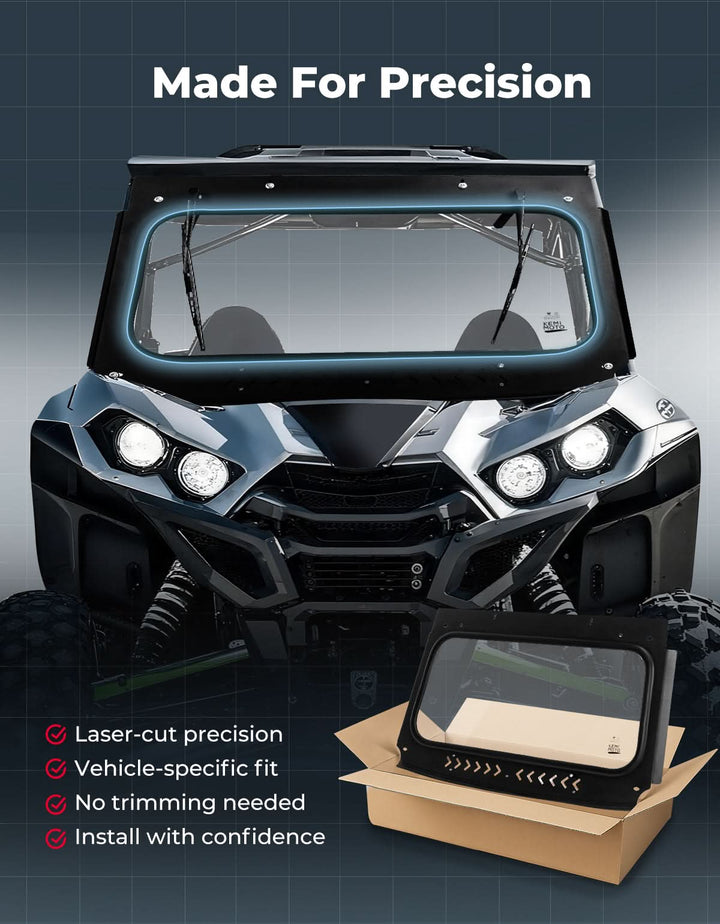 Vented Glass Windshield w/ Wipers for Kawasaki Teryx