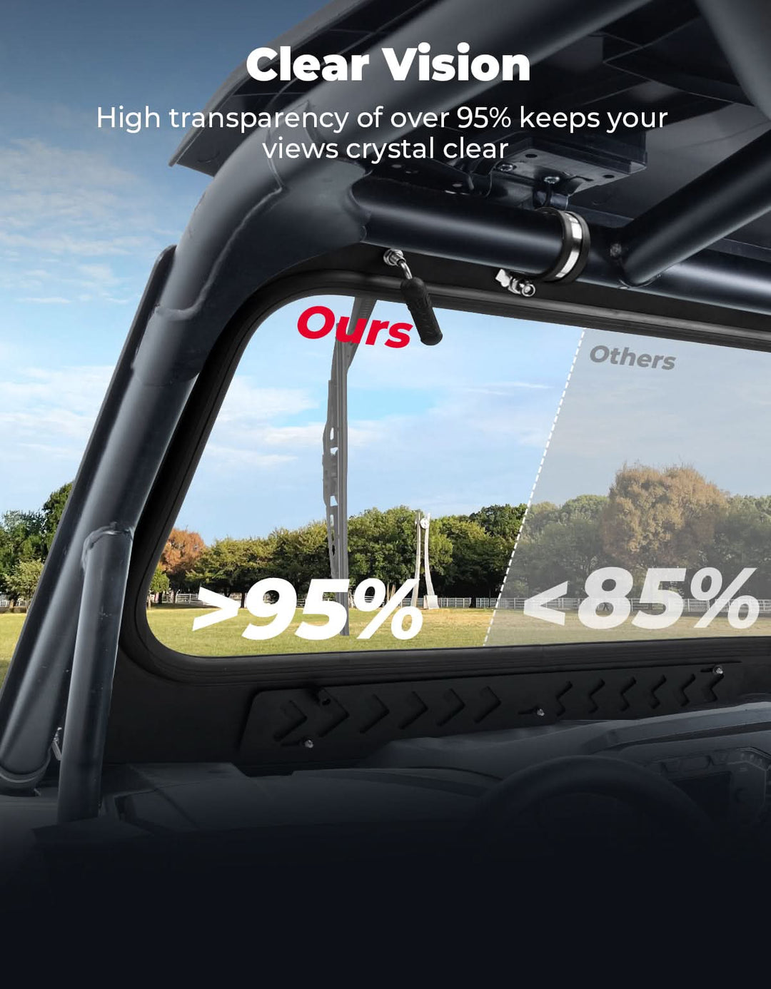 Vented Glass Windshield w/ Wipers for Kawasaki Teryx