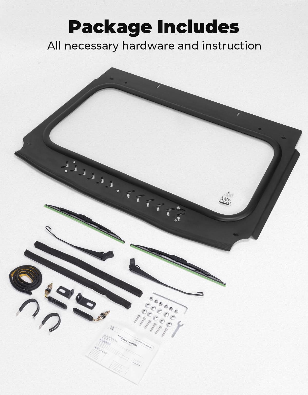 kamekiti Kawasaki Teryx Glass Windshield with Wipers – Kemimoto