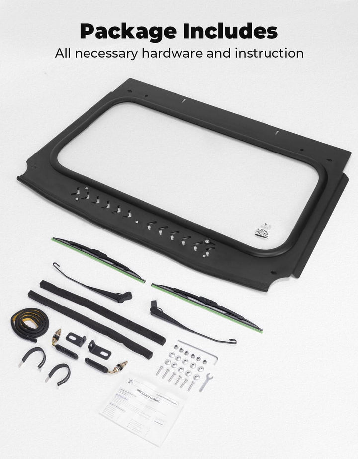Vented Glass Windshield w/ Wipers for Kawasaki Teryx