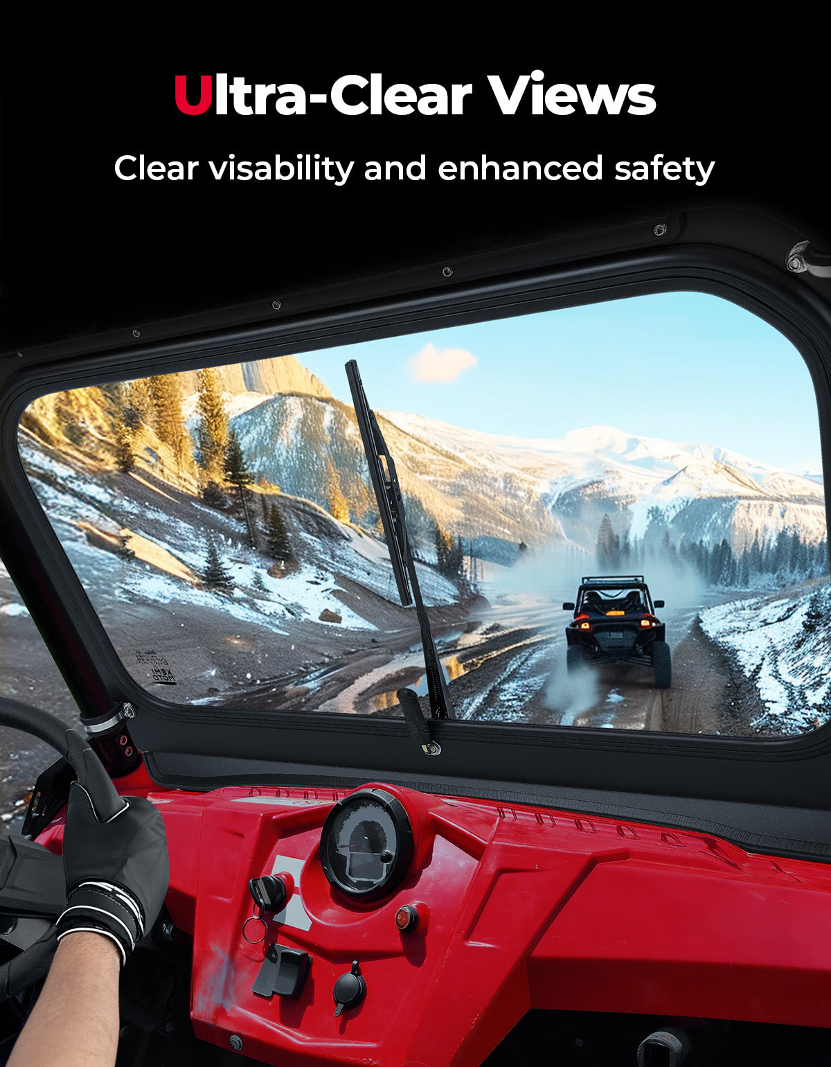 Full Front Windshield with Manual Wiper for Polaris RZR 570/800/XP 900 (2008-2014) - Kemimoto
