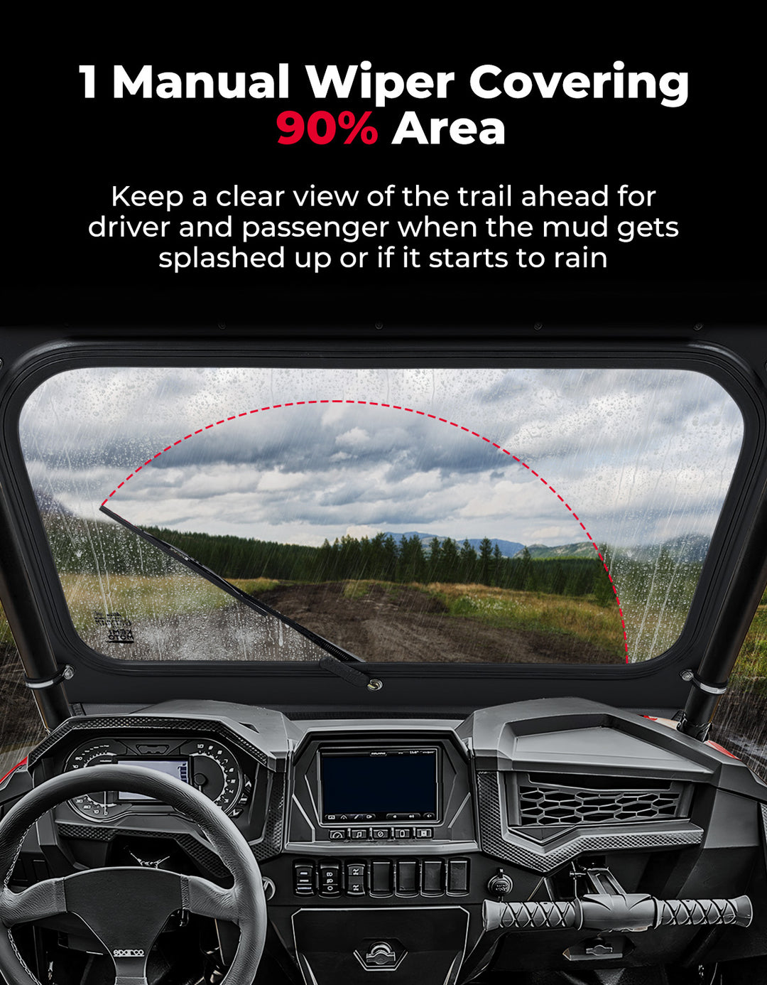 Full Front Windshield with Manual Wiper for Polaris RZR 570/800/XP 900 (2008-2014)