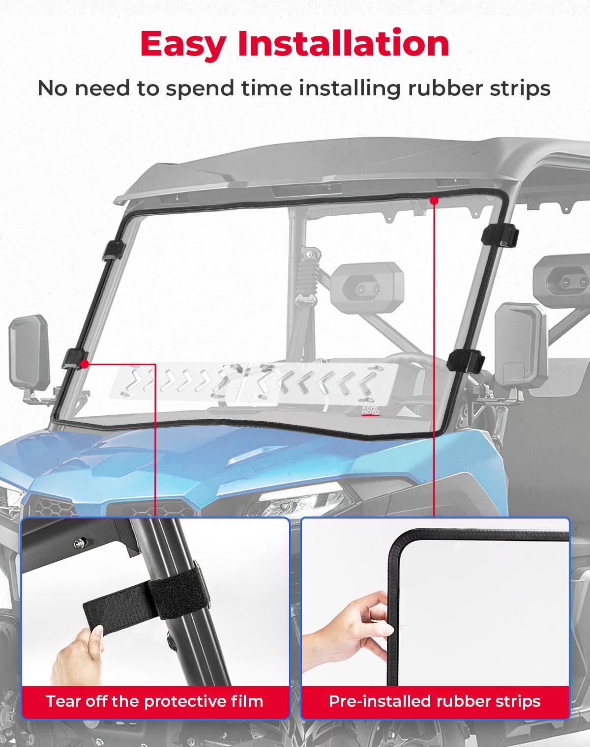 Vented Front Windshield for CFMOTO UFORCE 600|800XL - Kemimoto