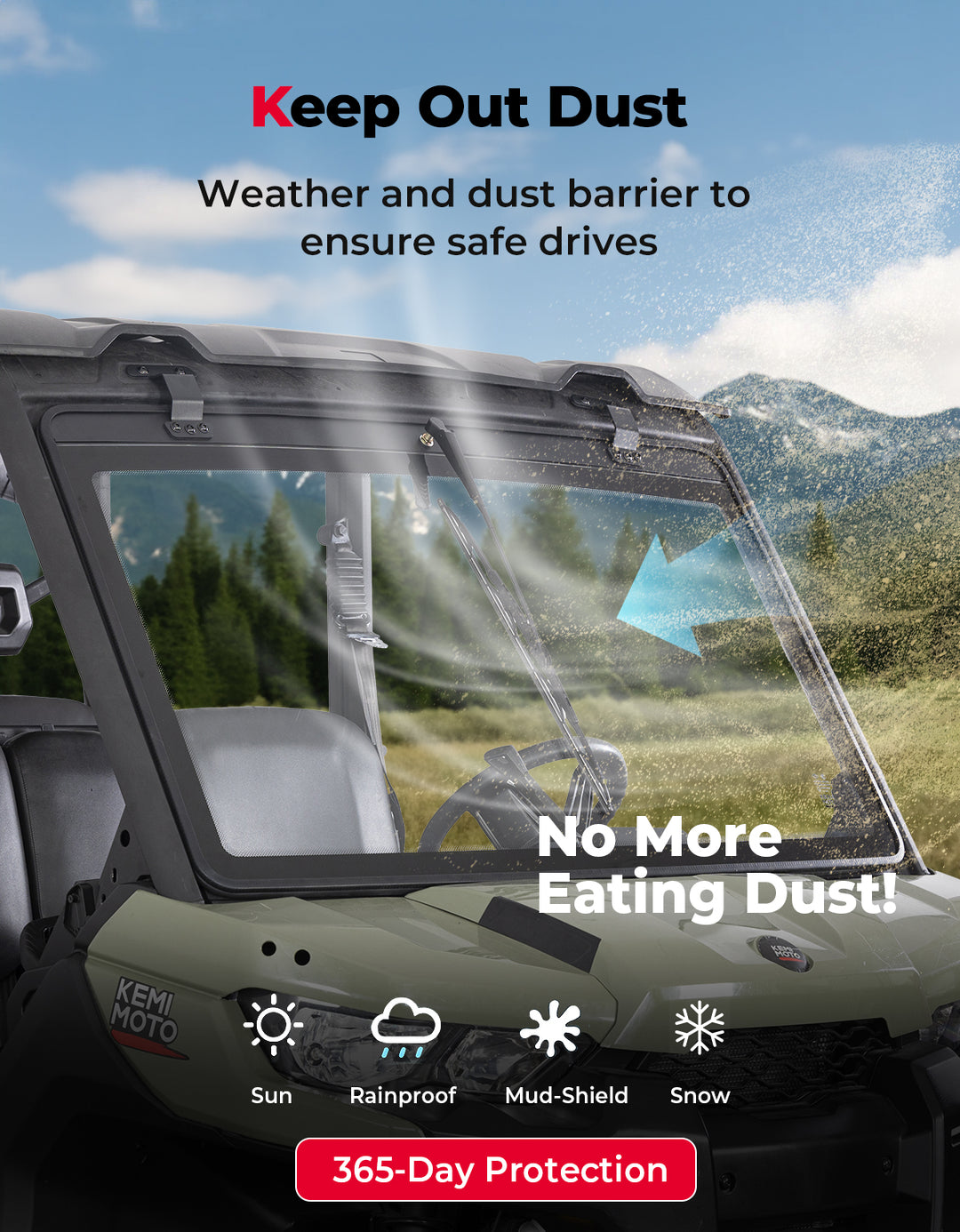 Can-Am Defender Glass Windshield with Manual Wipers (2016–2025)