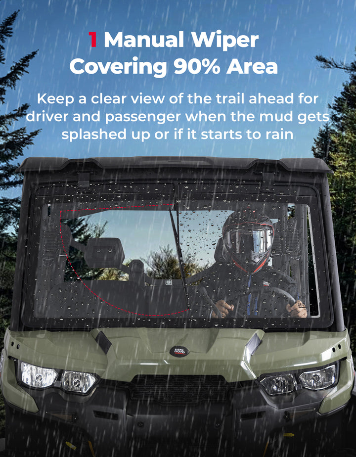 Can-Am Defender Glass Windshield with Manual Wipers (2016–2025)