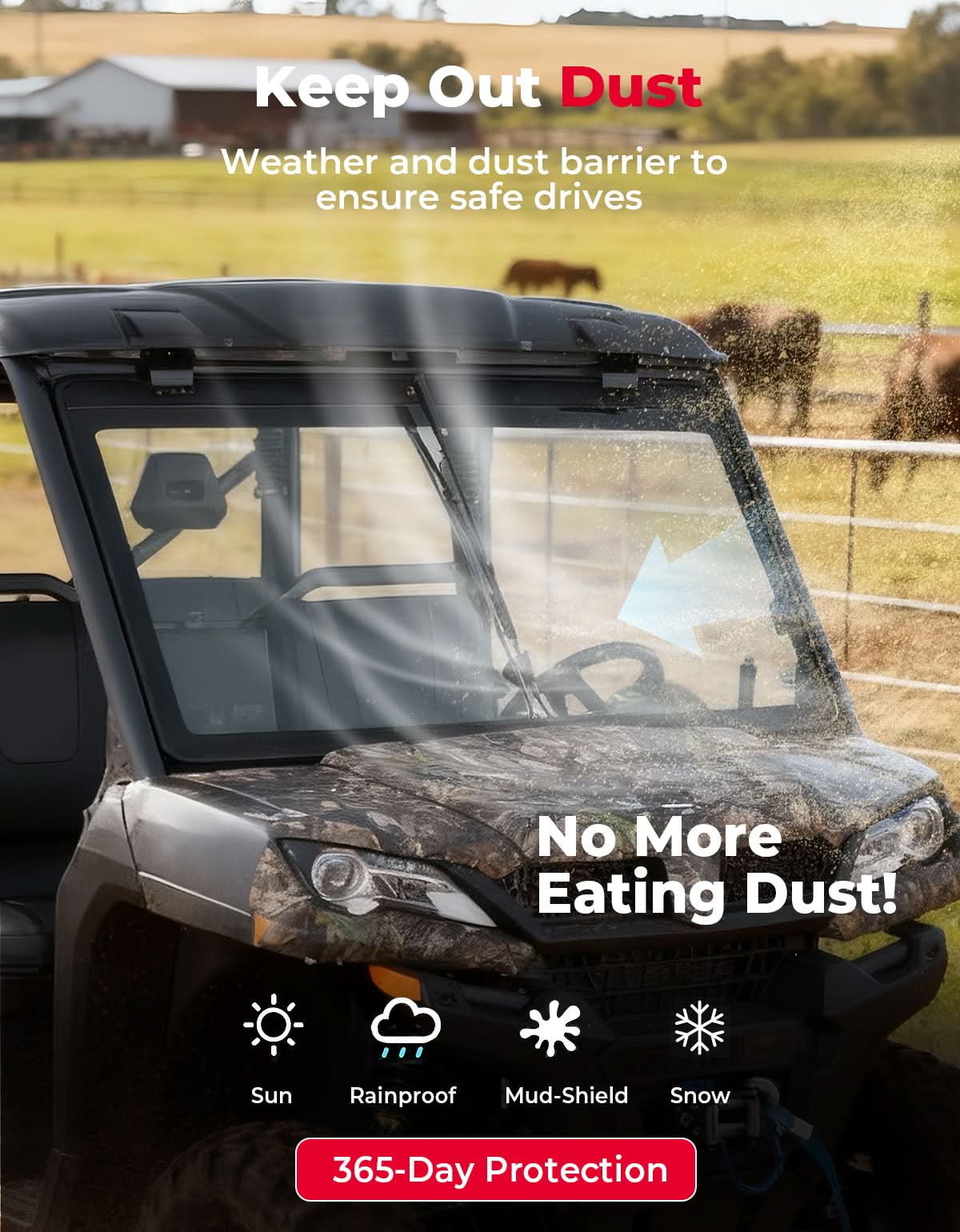 UTV Glass Windshield with Wipers for CFMOTO UForce 1000| 1000 XL - Kemimoto