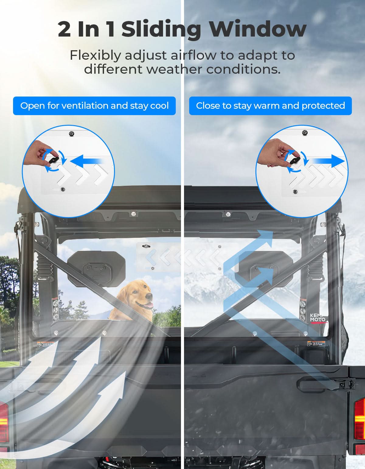 Sliding Vented Rear Window for CFMOTO UFORCE 600 (2021-2025) - Kemimoto