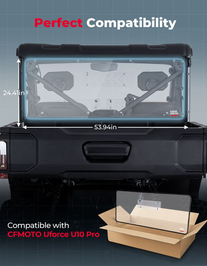 2-in-1 Vented Rear Windshield for CFMOTO UFORCE U10 Pro|XL - Kemimoto