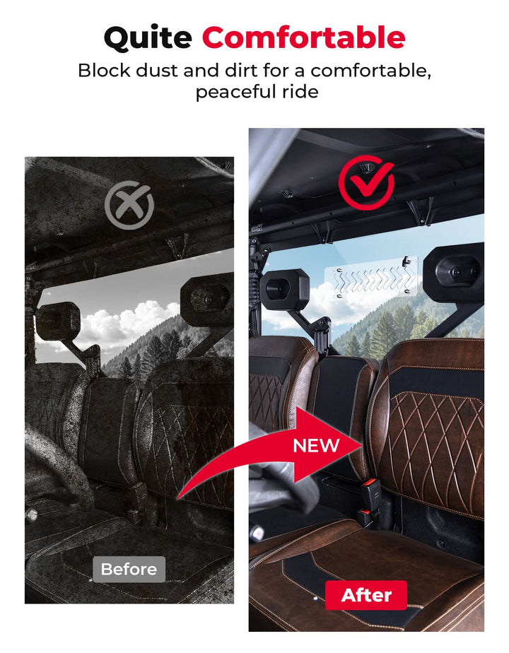 2-in-1 Vented Rear Windshield for CFMOTO UFORCE U10 Pro|XL - Kemimoto