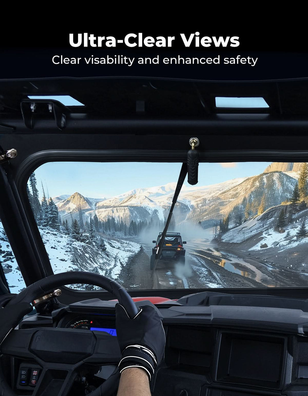 Glass Windshield with Manual Wiper for 2014-2018 Polaris RZR XP 1000