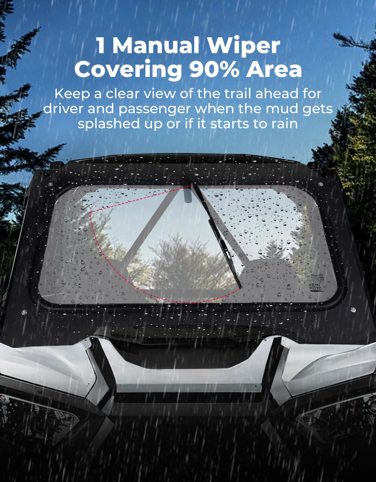 Polaris RZR XP 1000 Glass Windshield with Manual Wiper – Kemimoto